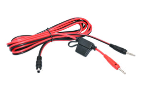 ECU tuning power adapter cable 4mm banana plug to 5.5x2.1mm DC connector with 15A fuse, 2.5m length