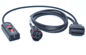 Mercedes‑Benz VGS 7G‑Tronic OBD2 interface with power‑in, switch, CAN resistor toggle