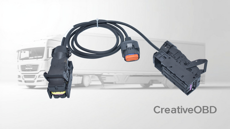 Bosch EDC17CV42 cable on a white background, featuring CreativeOBD branding.