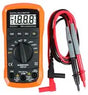 Compact autoranging digital multimeter with test leads and manual