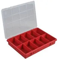 Red 10-Compartment Storage Box, 35mm x 240mm x 180mm