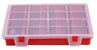 Red 10-Compartment Storage Box, 35mm x 240mm x 180mm