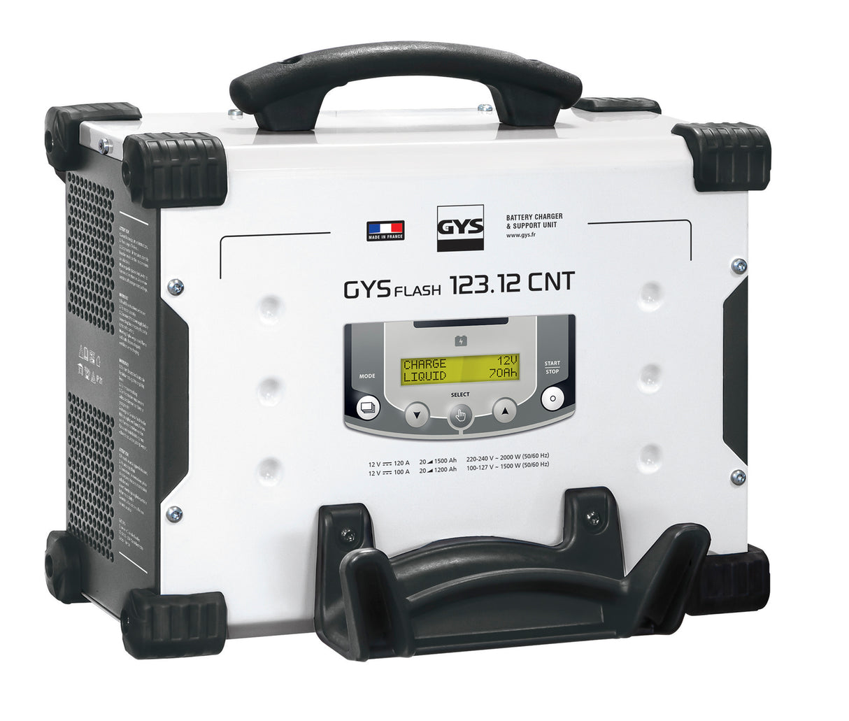 GYSFLASH 123.12 CNT FV is a high-power 120 A CONNECTED charger with inverter technology