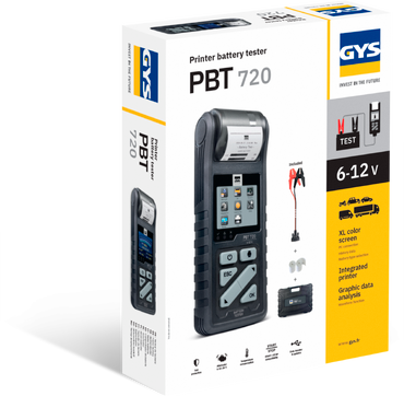 GYS PBT 720 printer battery tester packaging on a white background