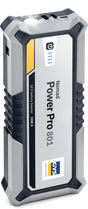  GYS Nomad Power Pro 801 portable lithium jump starter and power bank showing interface ports and LED status lights.