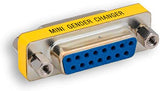 D-sub 15 pin female to female adapter gold plated contacts, DB15