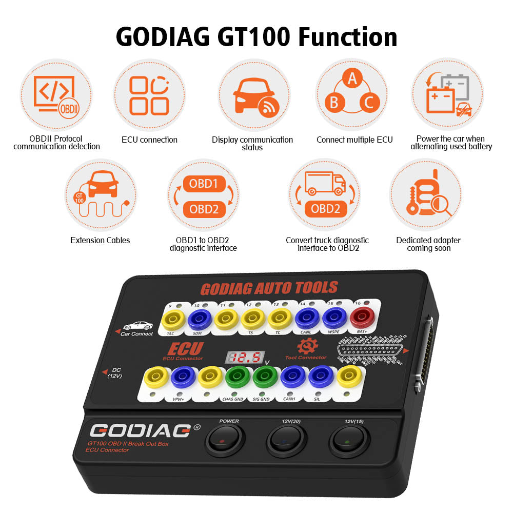 Godiag GT106 24V to 12V Heavy Duty Truck Adapter for X431 for Truck  Converter