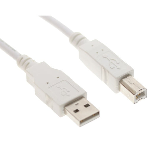 USB 2.0 Cable, 3M, A Male Plug to B Male Plug, White