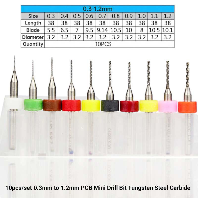 Micro PCB Drill Bits Set, 0.3mm - 1.2mm