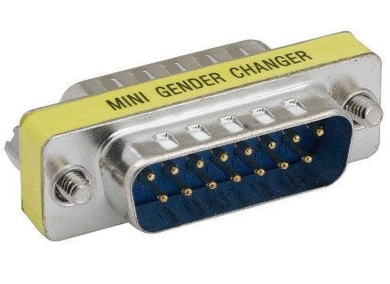 Gender Changer, 15 Pin D-Sub, Male to Male