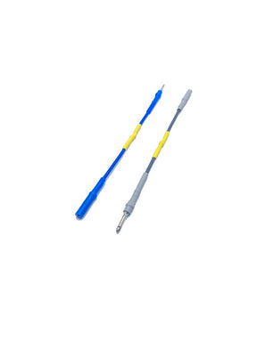 A set of two Dimsport F34NTA22-S8 E-GPT wiring adaptersfor Bosch EDC7 with blue and yellow connectors.